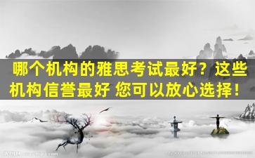 哪个机构的雅思考试最好？这些机构信誉最好 您可以放心选择！